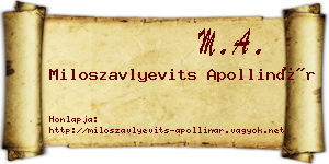 Miloszavlyevits Apollinár névjegykártya